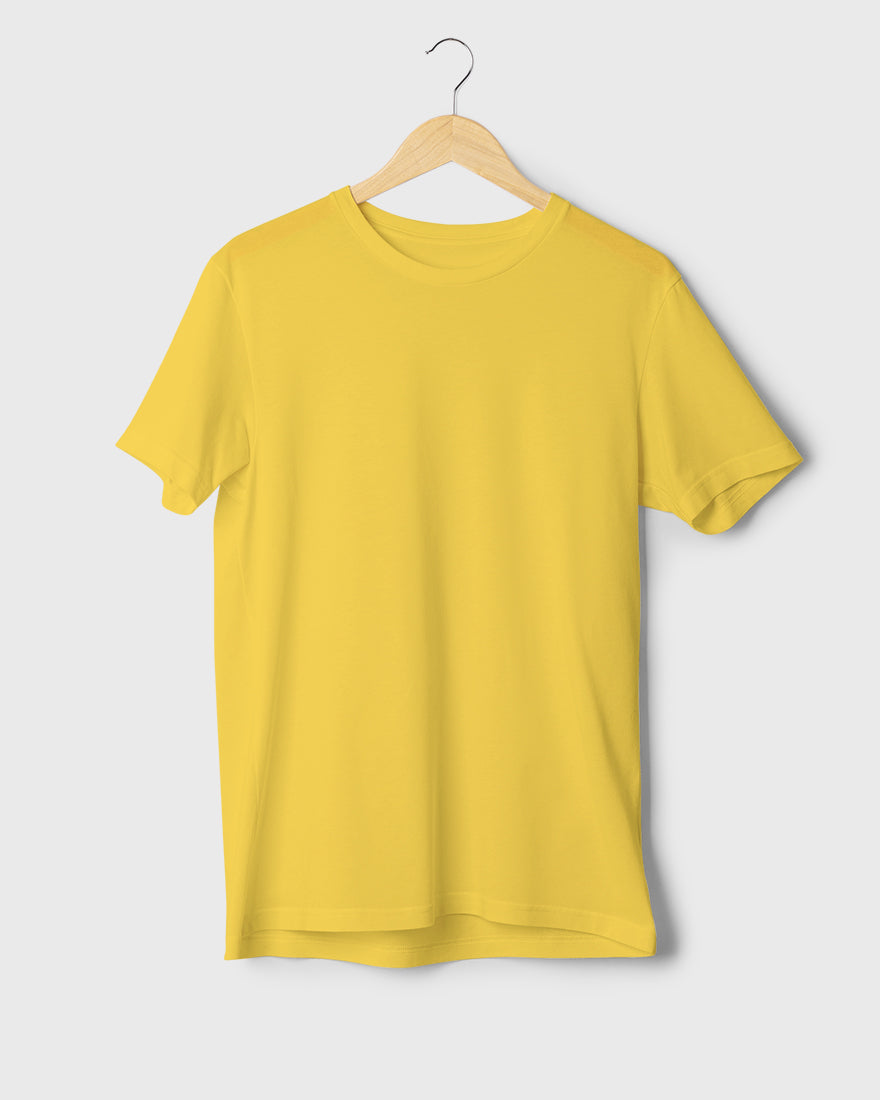 Men Regular Tshirt Plain - Mustard yellow