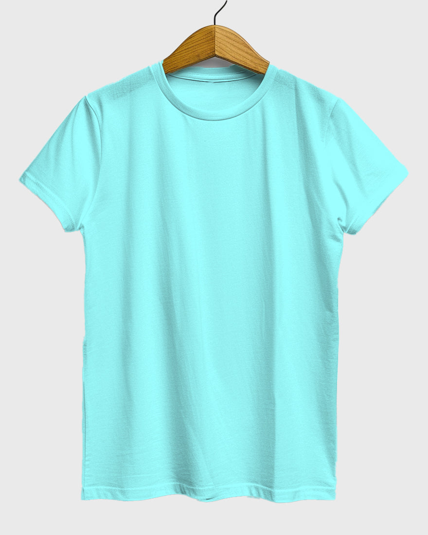 Womens Relaxed Fit Plain TShirt - Lite Ocean blue