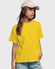 Womens Relaxed Fit Plain TShirt - Mustred Yellow