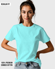 Womens Relaxed Fit Plain TShirt - Lite Ocean blue