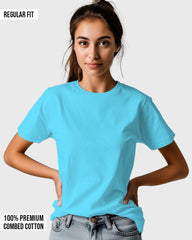 Womens Relaxed Fit Plain TShirt - Ocean Blue