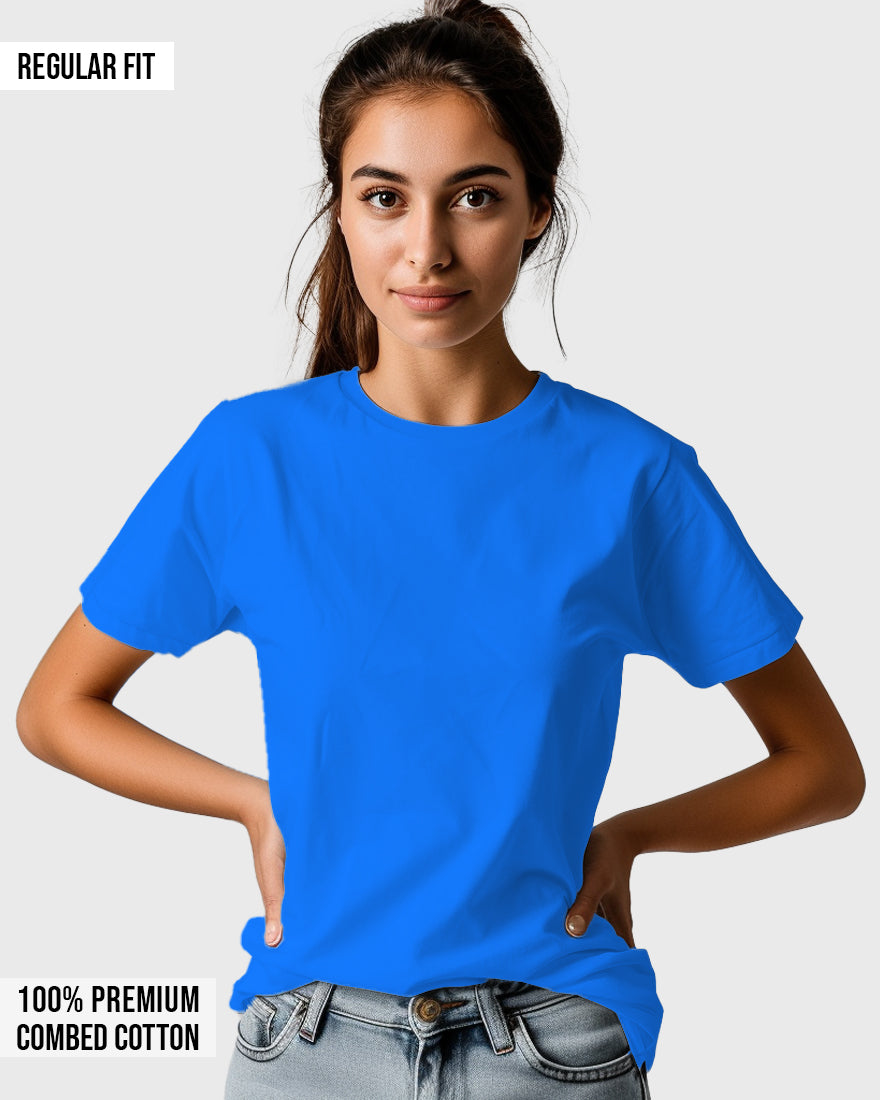 Womens Relaxed Fit Plain TShirt - Ice Blue