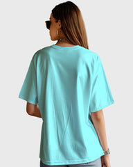 Womens Oversized Plain TShirt - Lite Ocean blue