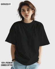 Womens Oversized Plain TShirt - Jet Black