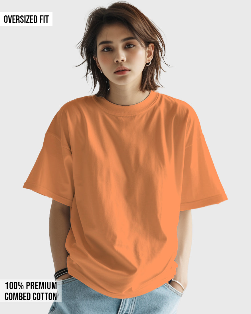 Womens Oversized Plain TShirt - Lite Orange